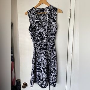 Black/White Palm Tree Pattern Dress